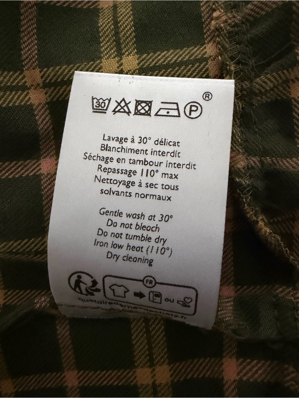 Sezane Brenda Plaid Blouse Checkered Tie Front Fall Top Velvet Green Size Medium - Picture 12 of 13
